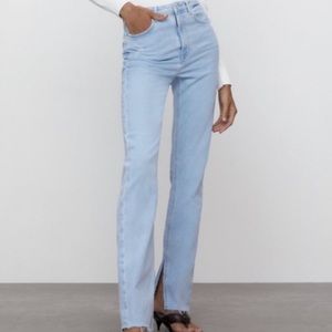 Flare jeans with slits